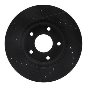 Nissan Sentra Brake Rotor (1) - Front Right - R1 Concepts - Drilled & Slotted - Black - `13-`19
